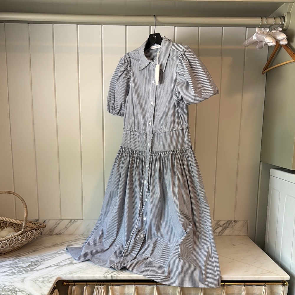 Rebecca Taylor Blue Puff Sleeve Sundress with Peter Pan Collar